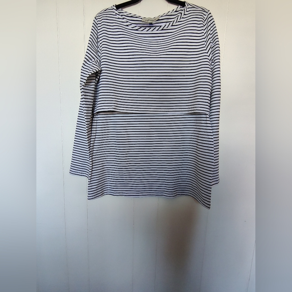 Angel Maternity Striped Black and White Women's Top Size L